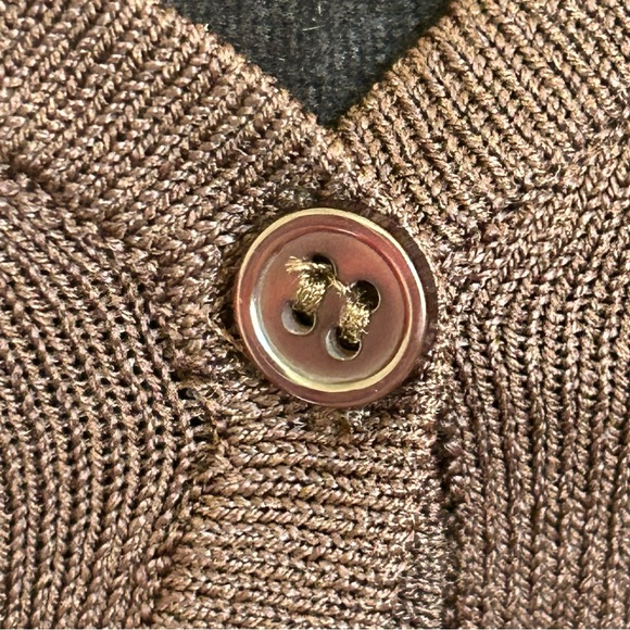 INC international concepts Brown Cardigan V Neck Button Up Sweater - Picture 7 of 16